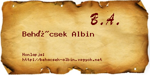 Behácsek Albin névjegykártya